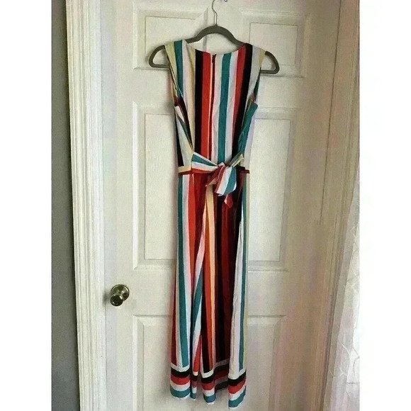 Beige By ECI STRIPED WIDE LEG COLROFUL BELTED JUMPSUIT - SZ S- Y2K - MSRP $99 - Picture 5 of 7